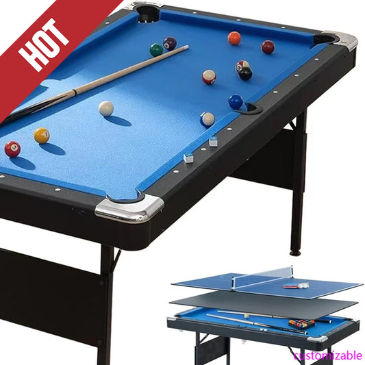 3 in 1 Table - Foldable Billard Pool Table ;  Table Tenins with Tennis Paddle Accessories and a Dining Room Table  Combo.