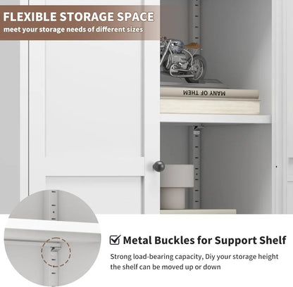 61" Tall Metal Cabinet with 4 Adjustable Shelves, Ideal Storage for Food,