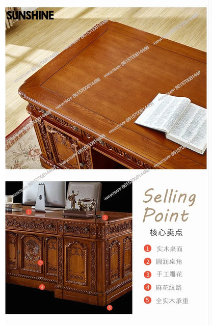 Solid Wood White Large Desk