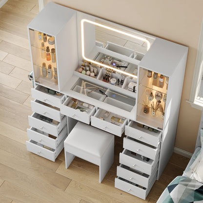 Makeup Vanity Desk with Mirror and 12 Drawers