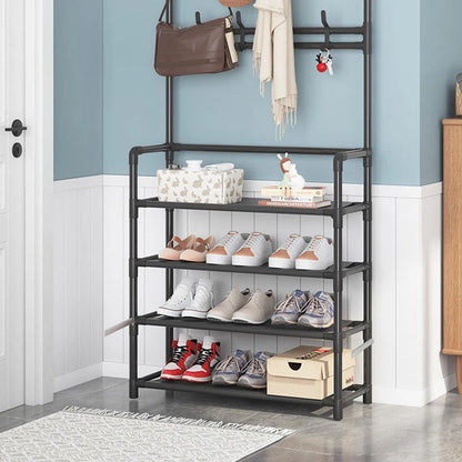 Multi Layer Storage - Hat rack, metal hook with 8 double hooks, space saving storage solution