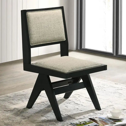 Contemporary Black Dining Room Set with Rubberwood Table, 2 Arm Chairs, and 4 Side Chairs