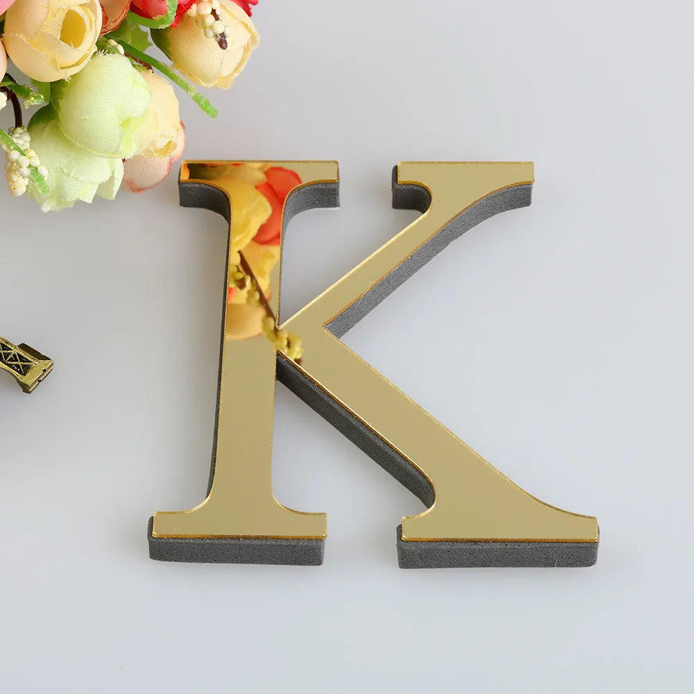 LETTERS
10CM 26 English Wall Sticker 3D Mirror Acrylic Gold Wall Sticker Decals Self-Adhesive