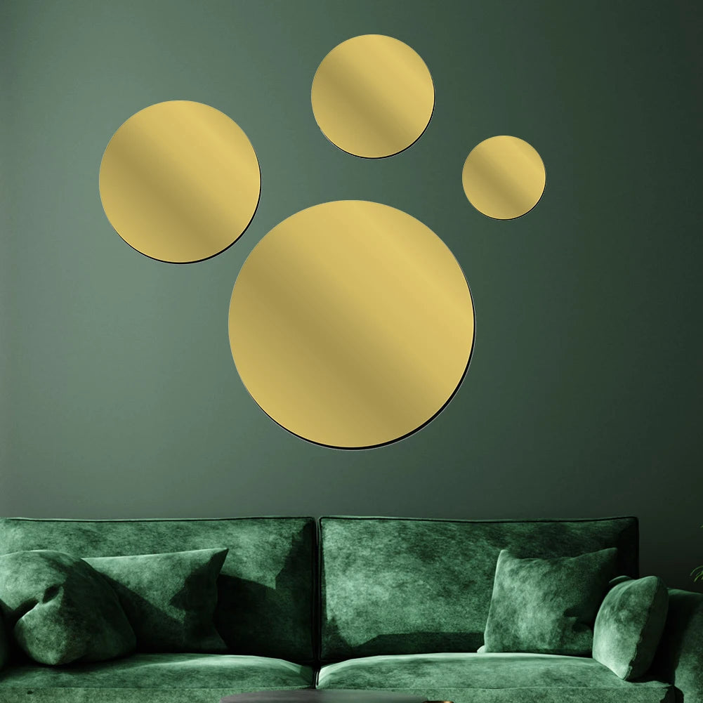 3D Round Mirror Wall Stickers - DIY Tiles  - 6-1  30-10cm