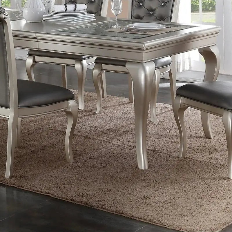 7pc Glass Rect.  Dining Room Set w/ 6 Chairs