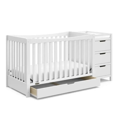 4-In-1 Convertible Crib with changing table and drawers