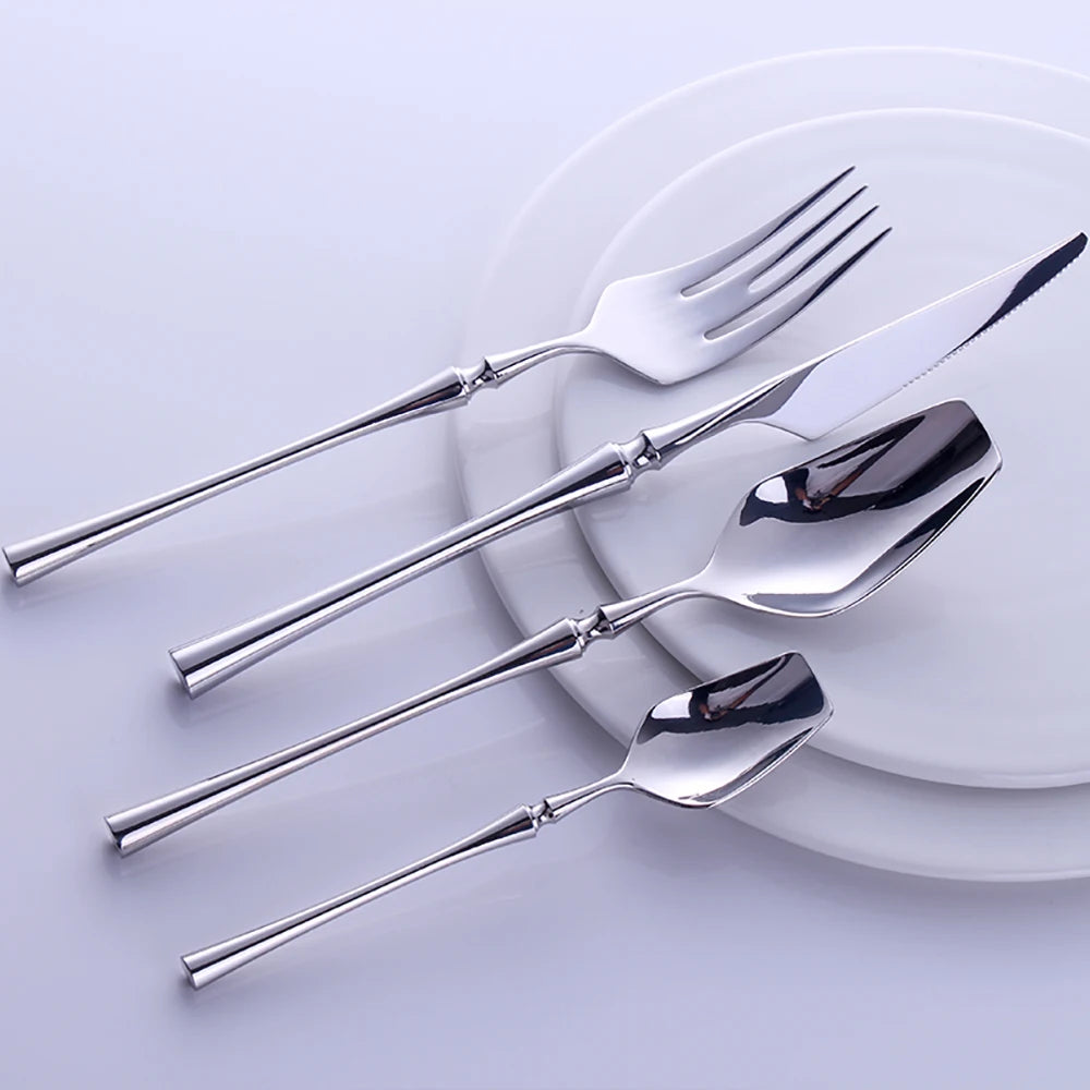 6/16/24Pcs Sliver Tableware Stainless Steel Cutlery