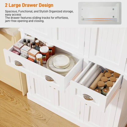 Pantry Cabinet with Adjustable Shelves & Drawers