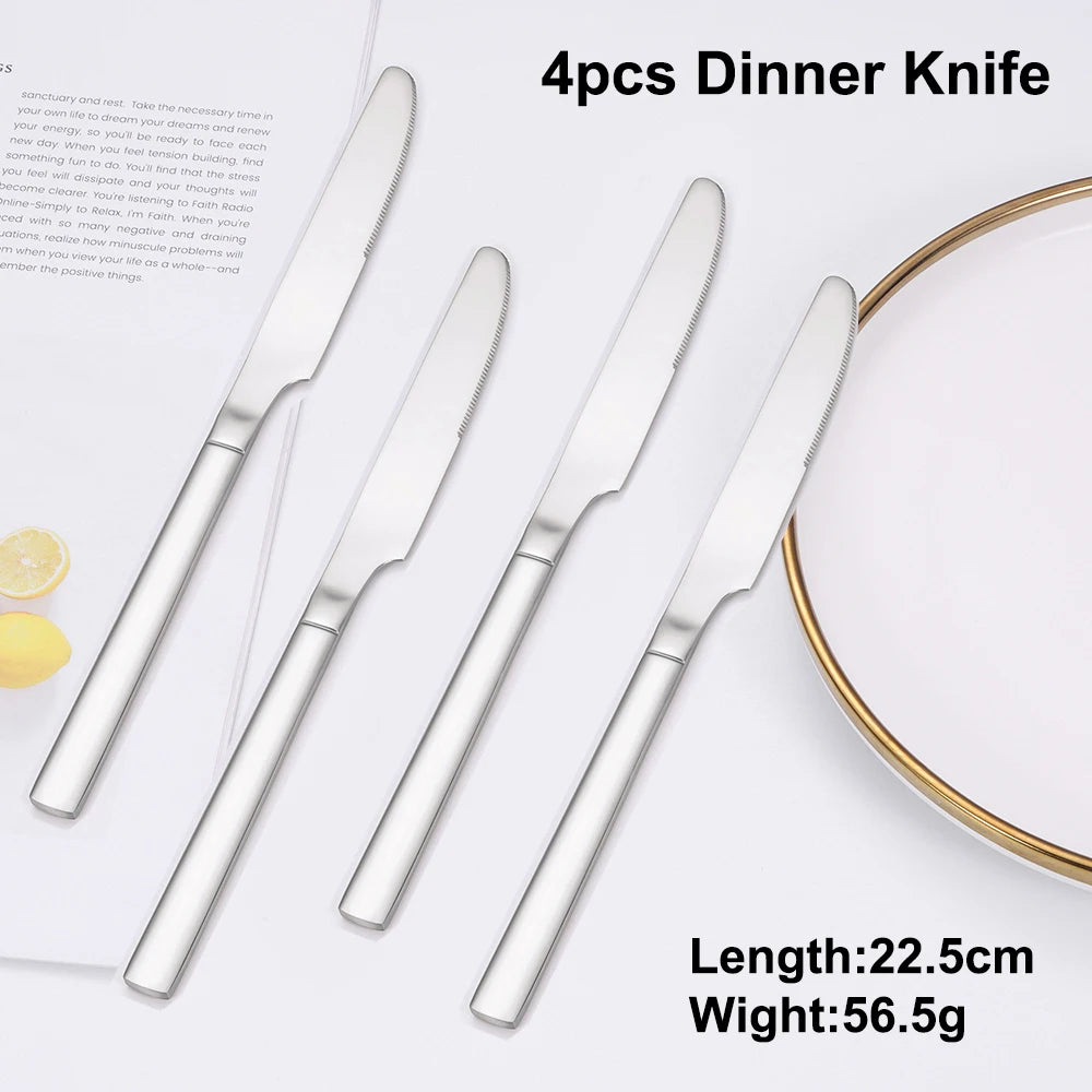 SIlverware Set in 4/6/16/24 Pcs Elegant High Polish Stainless Steel Cutlery Set