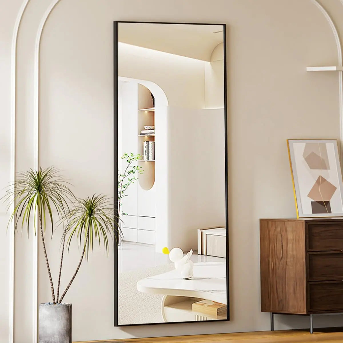 Full Length Floor Mirror with Stand, Leaning, Standing or Hanging