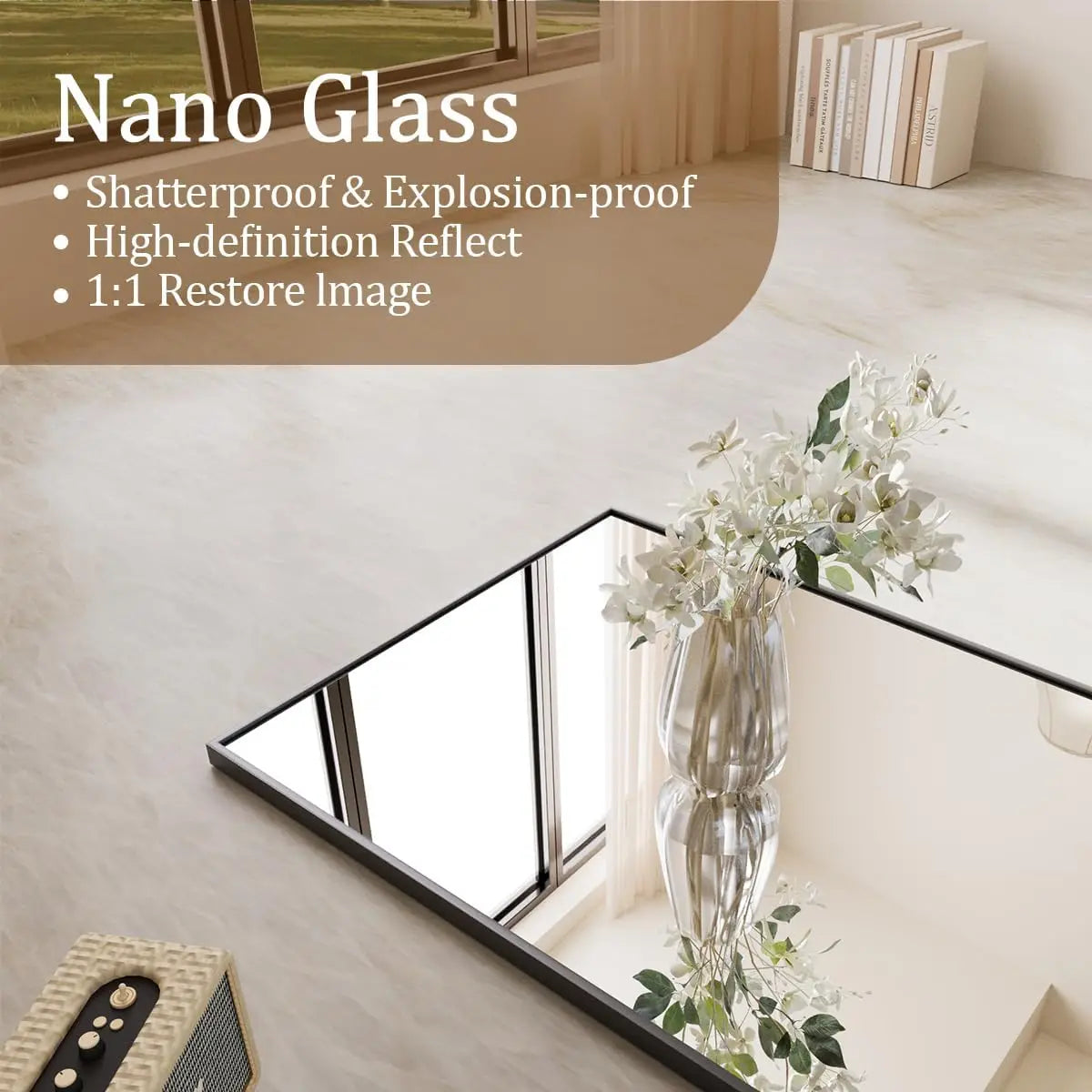 Full Length Floor Mirror with Stand, Leaning, Standing or Hanging