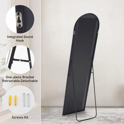 Arched Full Length Mirror Standing Full Body Mirror with Bracket