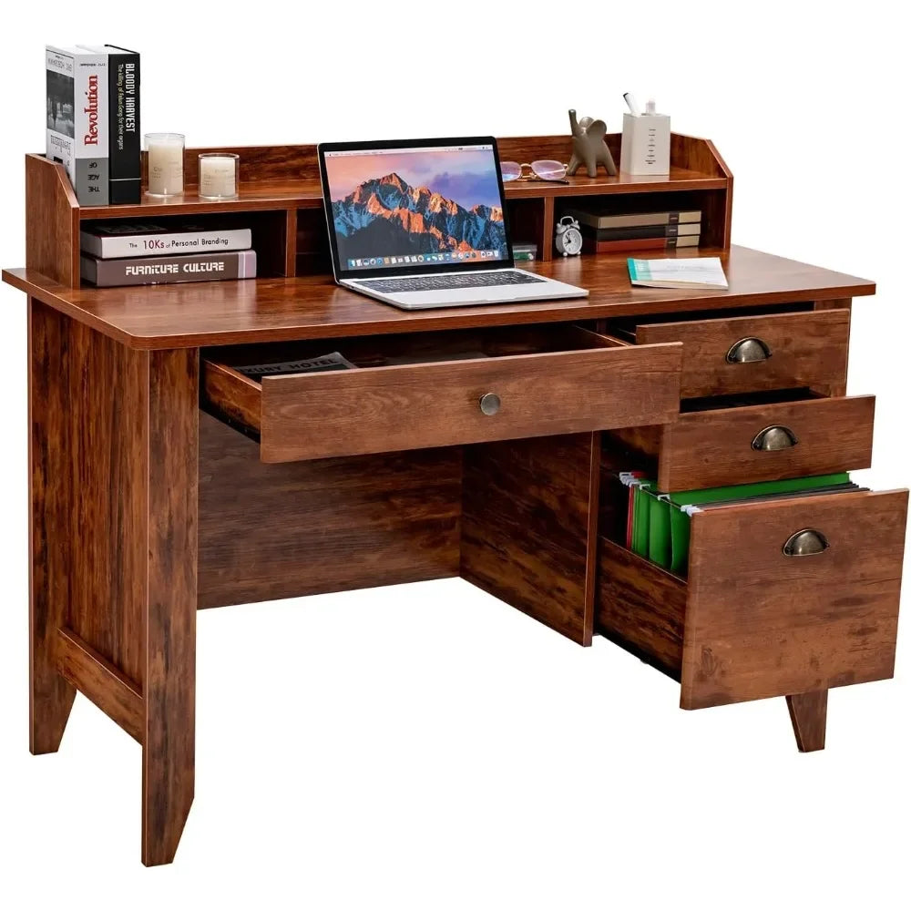 Computer Desk with 4 Drawers & Hutch