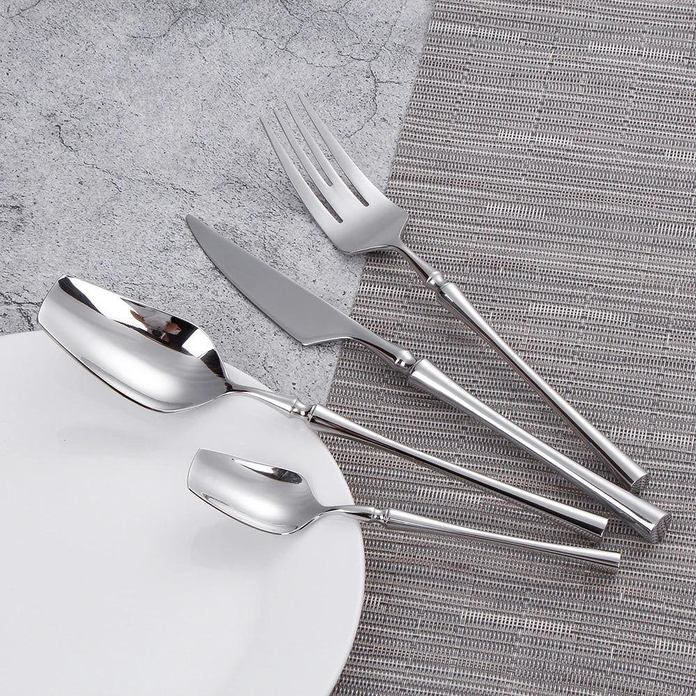 6/16/24Pcs Sliver Tableware Stainless Steel Cutlery