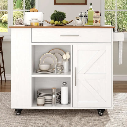 Kitchen Island cart with wheels,  spice rack and towel rack. .