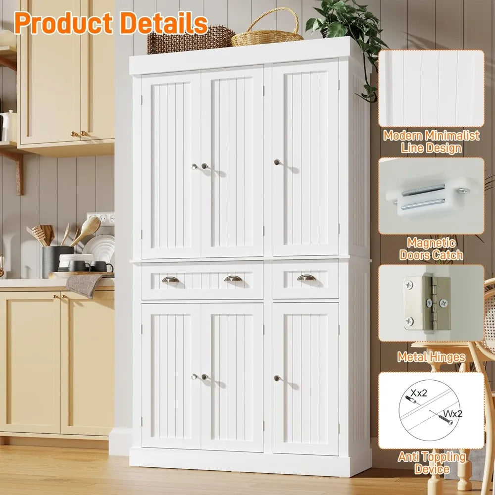 Pantry Cabinet with Adjustable Shelves & Drawers