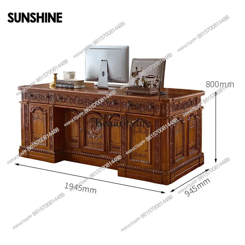 Solid Wood White Large Desk