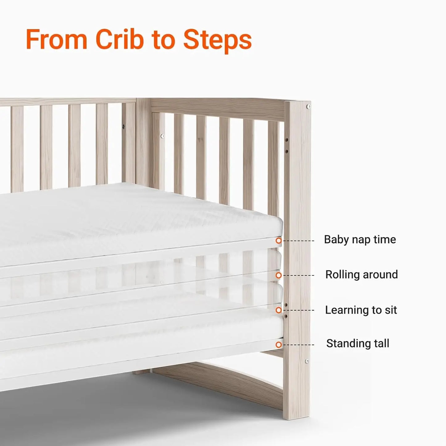 Convertible Baby Crib With Removable Wheels