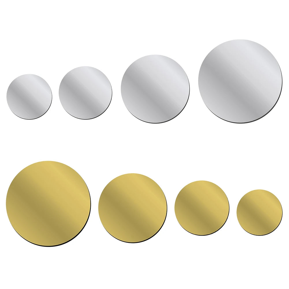 3D Round Mirror Wall Stickers - DIY Tiles  - 6-1  30-10cm