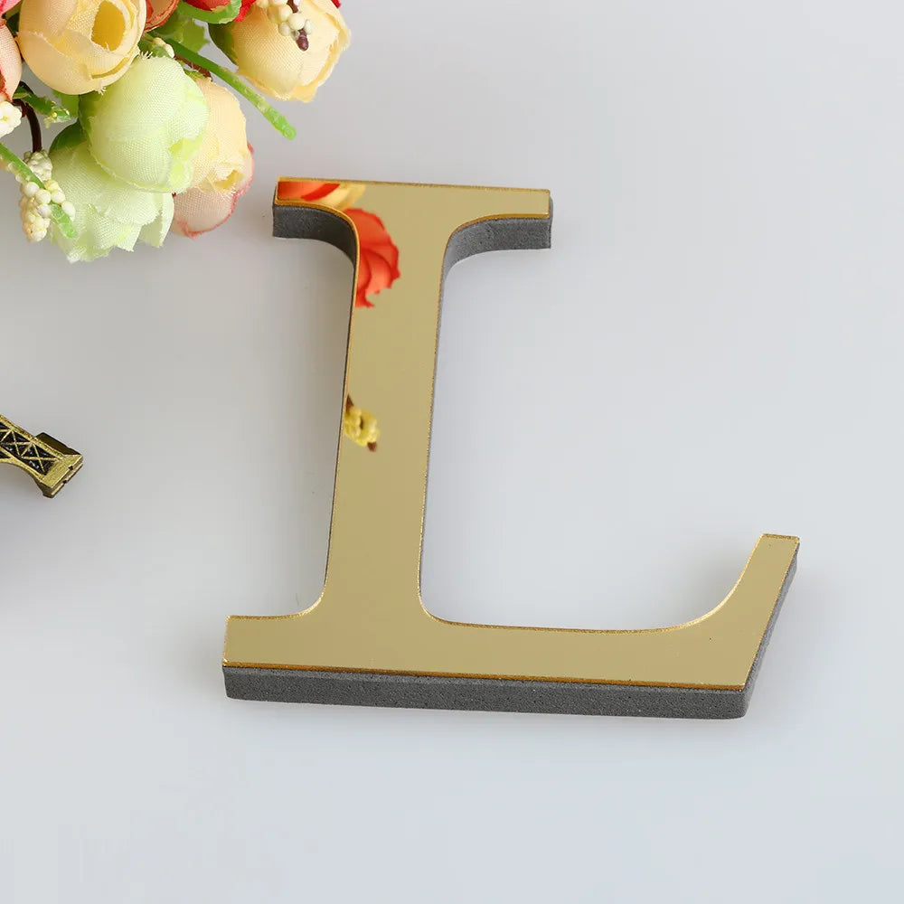 LETTERS
10CM 26 English Wall Sticker 3D Mirror Acrylic Gold Wall Sticker Decals Self-Adhesive