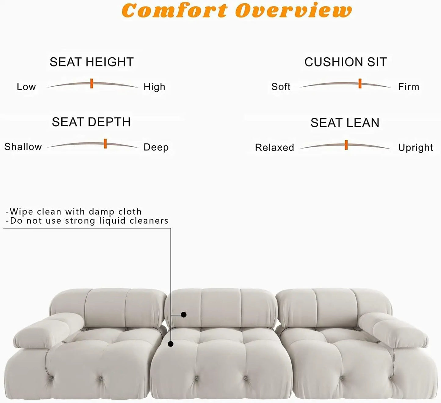 104" Minimalist Convertible Couches 3 Seats