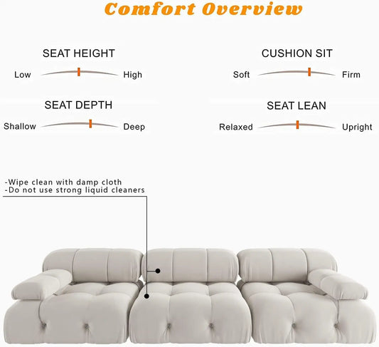 104" Minimalist Convertible Couches 3 Seats