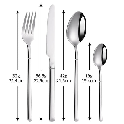 SIlverware Set in 4/6/16/24 Pcs Elegant High Polish Stainless Steel Cutlery Set