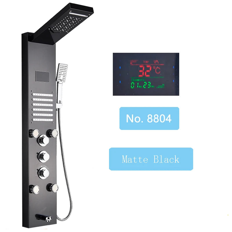 Luxury LED Spa Massage Jet Shower Head & Panel