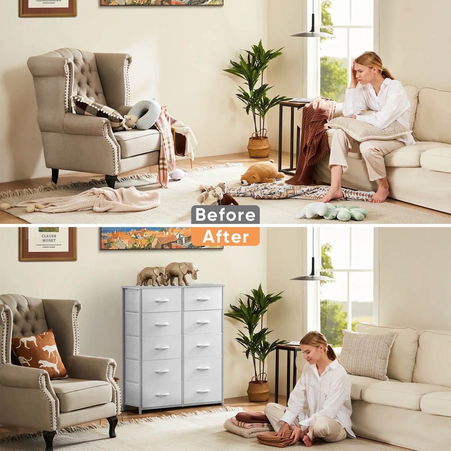 5/7/10 White Lover Fabric Storage Drawers