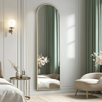 Arched Full Length Mirror Standing Full Body Mirror with Bracket
