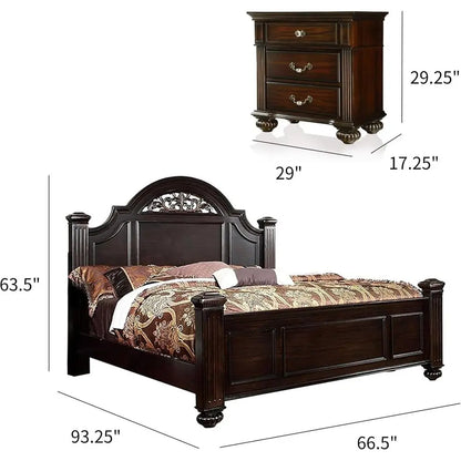 6-Piece Bedroom Set with Chest, Mirrored Dresser, 2 Nightstands, Bed