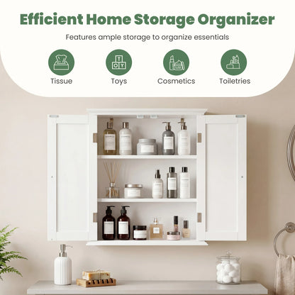 21 Inch Wall Mounted Cabinet With 2 Doors 3 Layer Medicine Wall Cabinet For Living Room Space Saver Storage Cabinet
