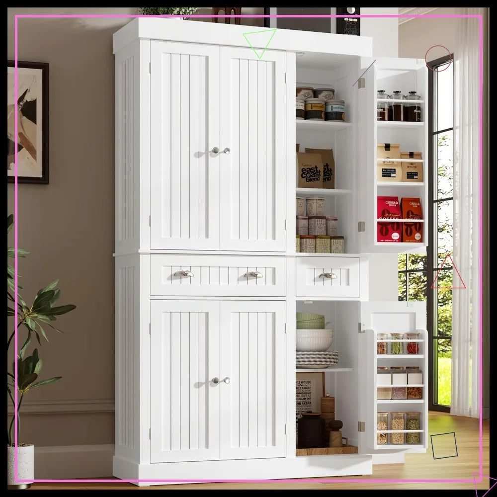 Pantry Cabinet with Adjustable Shelves & Drawers