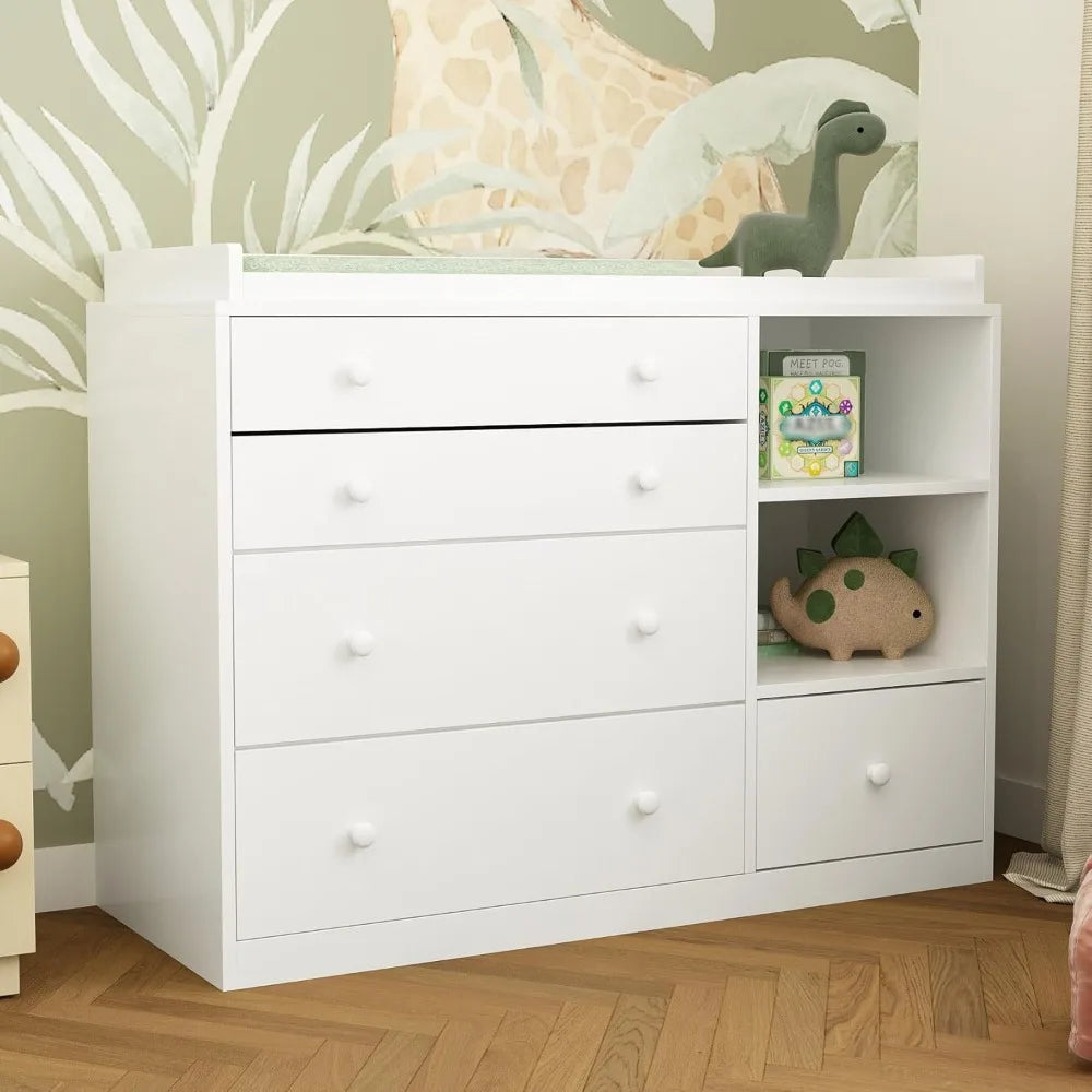 Baby Changing Table Dresser with 5 Drawer Storage
