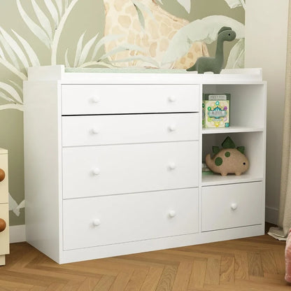 Baby Changing Table Dresser with 5 Drawer Storage