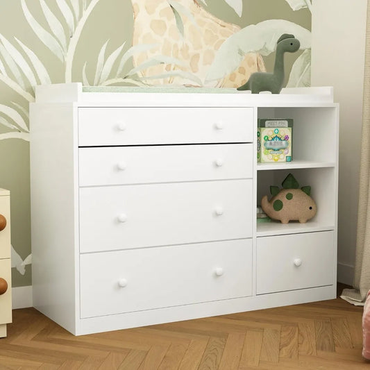 Baby Changing Table Dresser with 5 Drawer Storage
