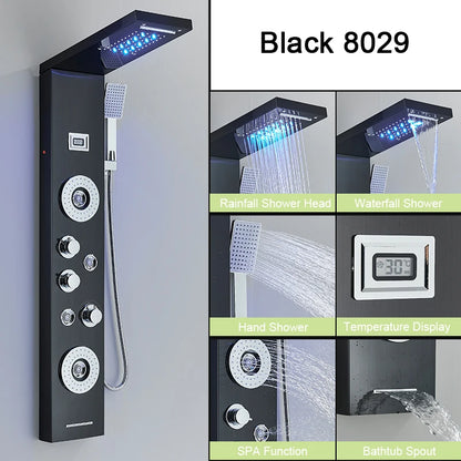 Luxury LED Spa Massage Jet Shower Head & Panel
