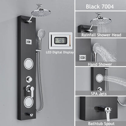 Luxury LED Spa Massage Jet Shower Head & Panel
