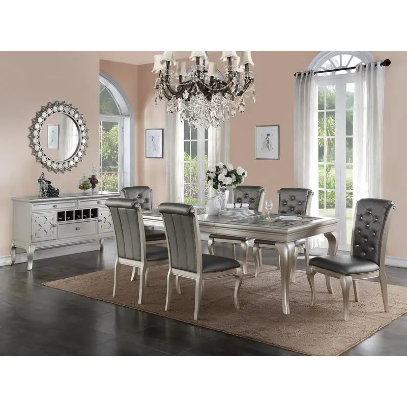 7pc Glass Rect.  Dining Room Set w/ 6 Chairs