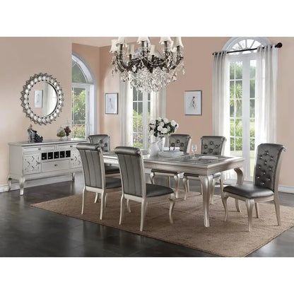 7pc Glass Rect.  Dining Room Set w/ 6 Chairs