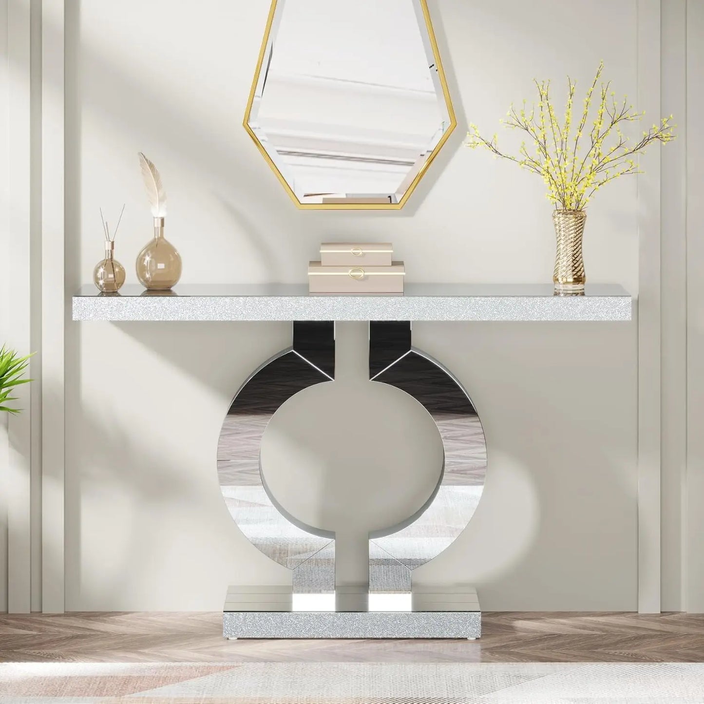 Modern Console Table with Thickened Mirror Finish