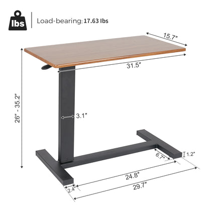 Large Rolling Desk Height Adjustable Table Stand for Hospital US Bedside Tray, LapTop Desk