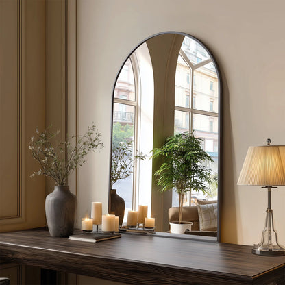 26"x38" Arched Metal Wall Framed Mirror