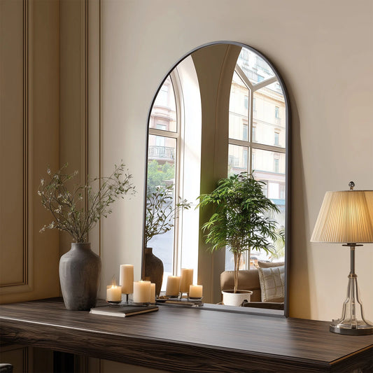 26"x38" Arched Metal Wall Framed Mirror