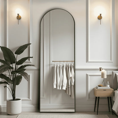 Arched Full Length Mirror Standing Full Body Mirror with Bracket