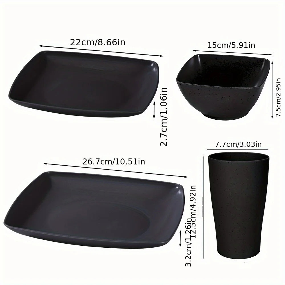 16/32Pcs Plastic Dinnerware Set -DurableDishwasher Safe Microwave Safe