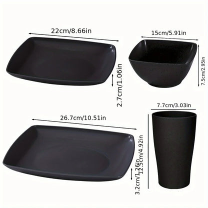 16/32Pcs Plastic Dinnerware Set -DurableDishwasher Safe Microwave Safe