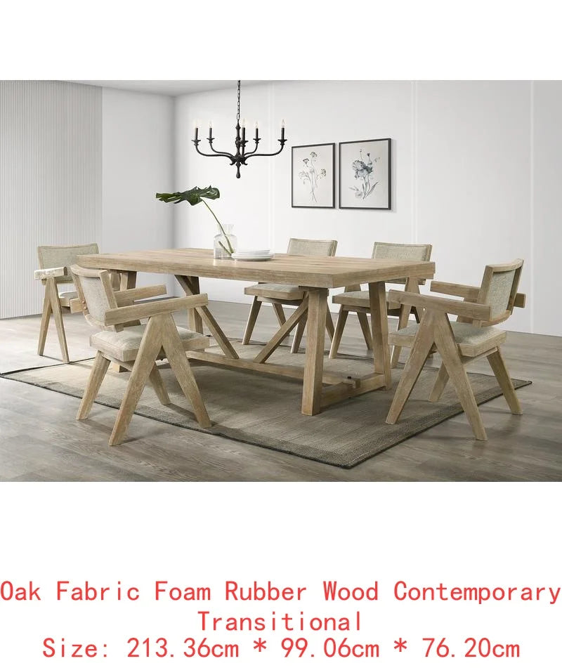 Contemporary Black Dining Room Set with Rubberwood Table, 2 Arm Chairs, and 4 Side Chairs