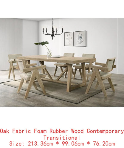 Contemporary Black Dining Room Set with Rubberwood Table, 2 Arm Chairs, and 4 Side Chairs