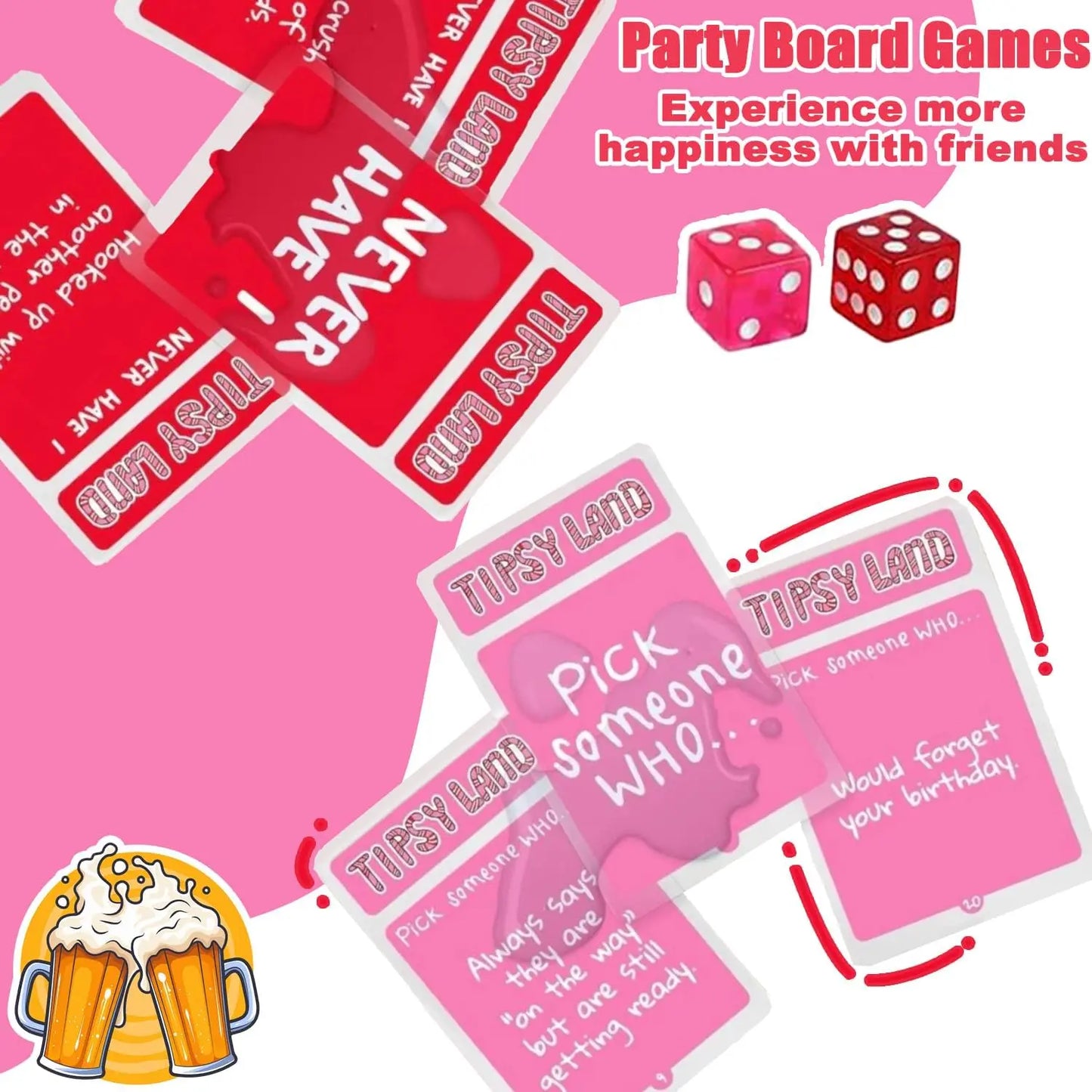 Tipsy Land Adult Party Game - Board Game for Singles; Girls' Nights; & Holiday Celebrations - Fun Drinking Challenges